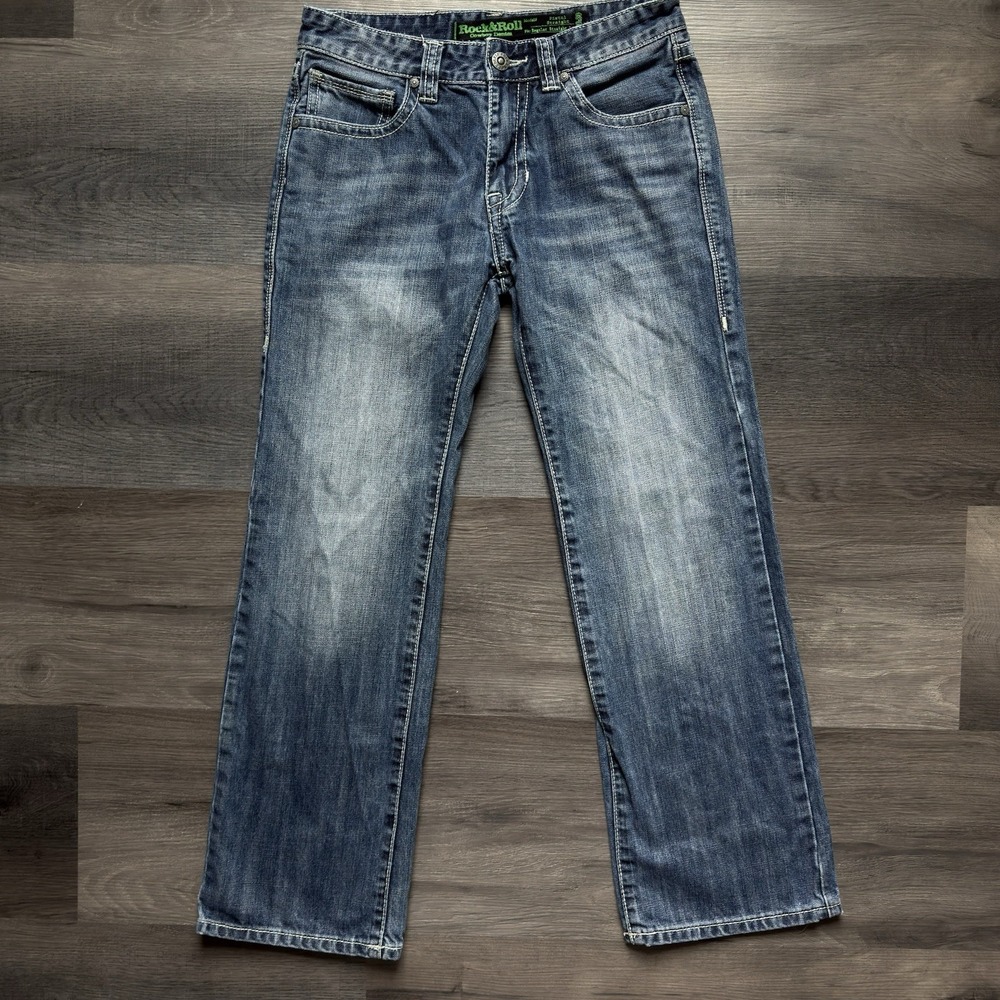 Rock And Roll Cowboy Denim Jeans Mens 30x30 Pistol Straight Leg Western Blue